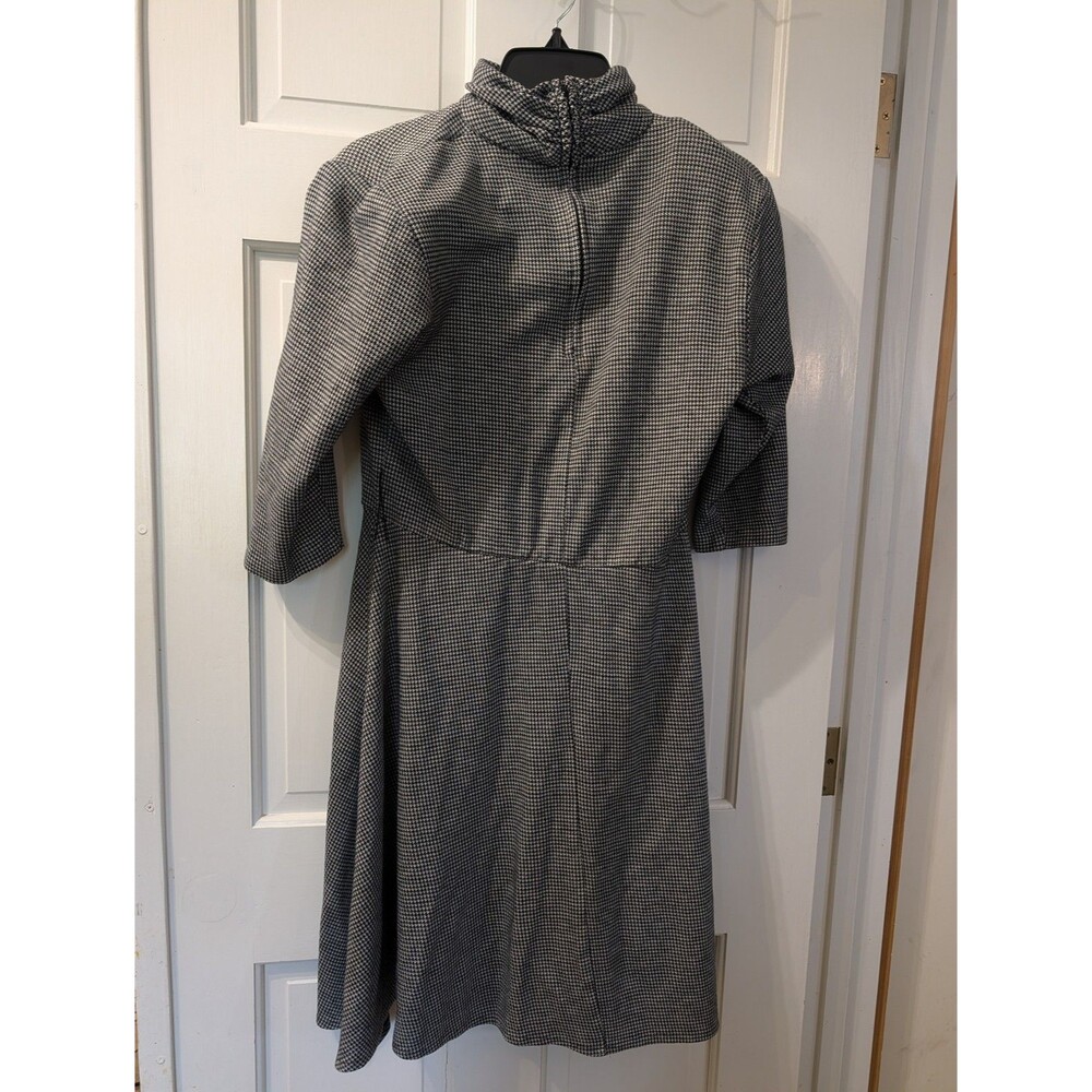 Betsy's Things Houndstooth Dress 11-12 Black White Half Zip Fit Flare USA